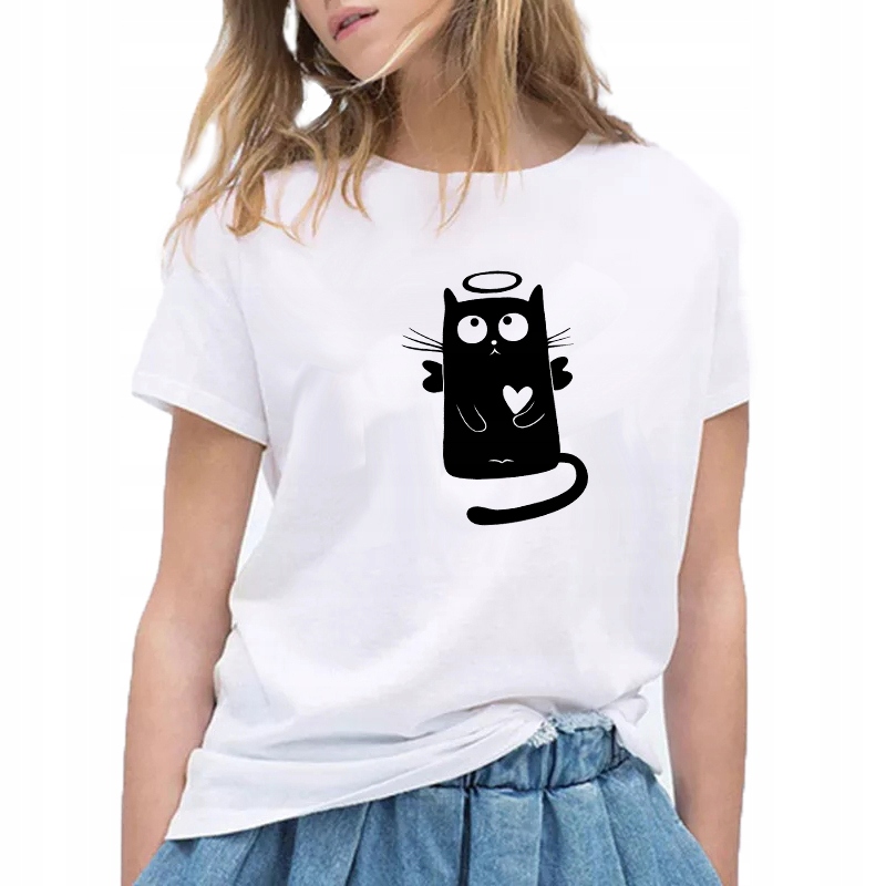 

T-shirt Koszulka Damska Z Nadrukiem Kot Anioł L