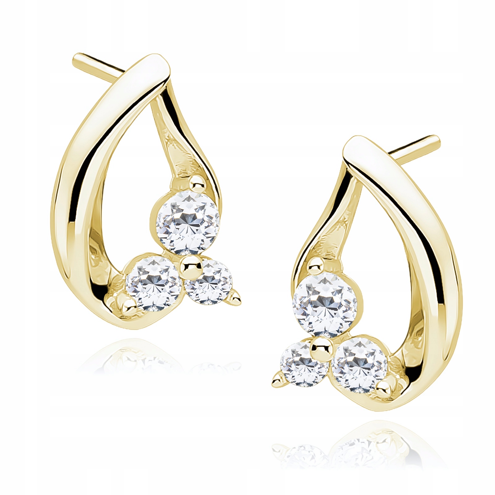 Pozłacane Kolczyki Łezki Kwiatki Cyrkonie Srebro