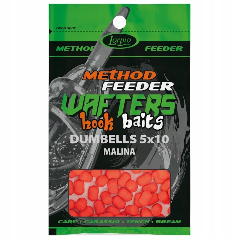 Przynęta Lorpio Method Feeder Hook Baits Wafters Dumbells 5x10mm Malina 15g