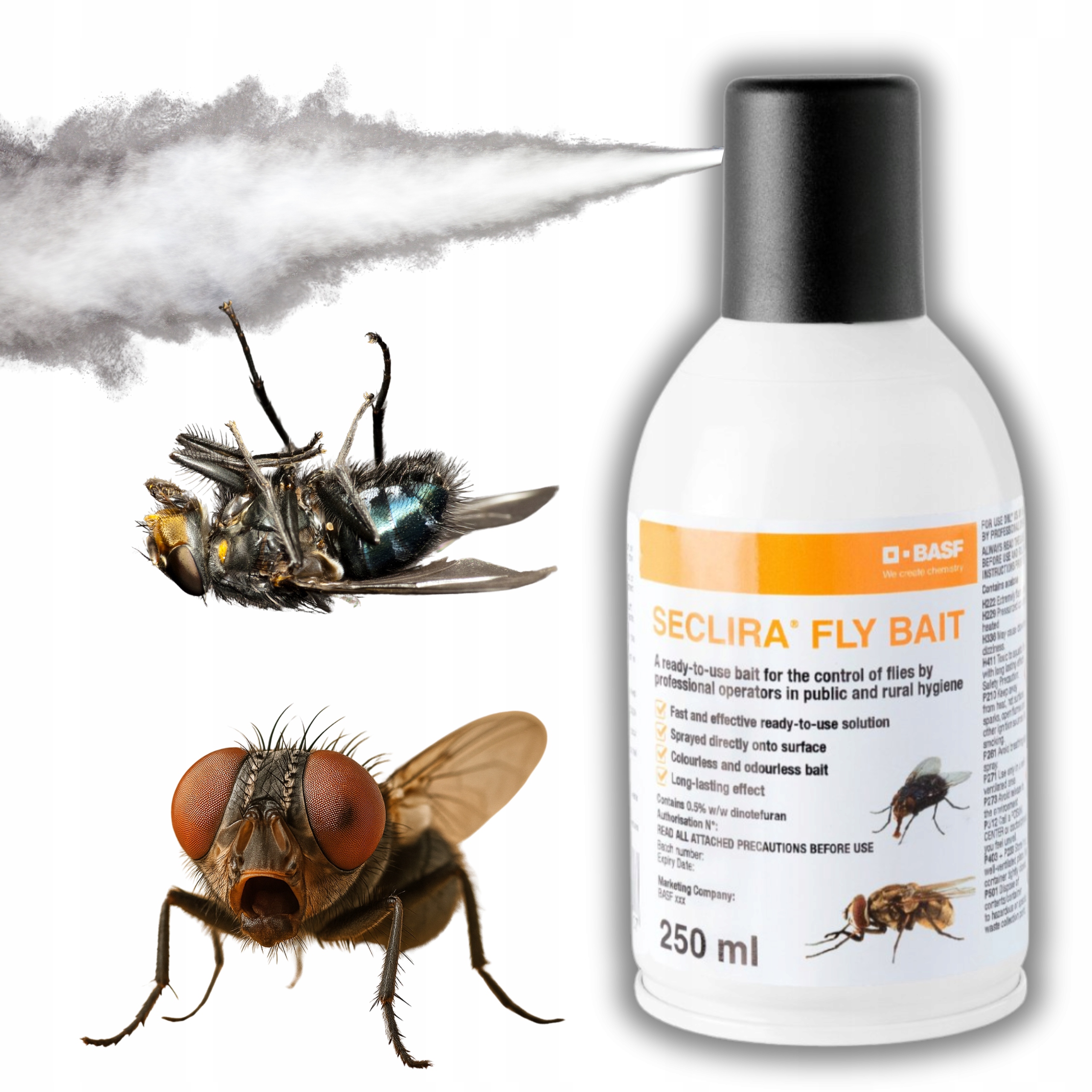 Seclira Fly Bait 250ml rozpylacz aerozol przeciwko muchom Basf Nowość!