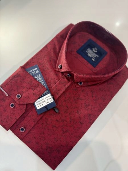 Derby pánská košile bordo vzor regular délka rukávu 7XL 51/52 176/182 DRB-8018