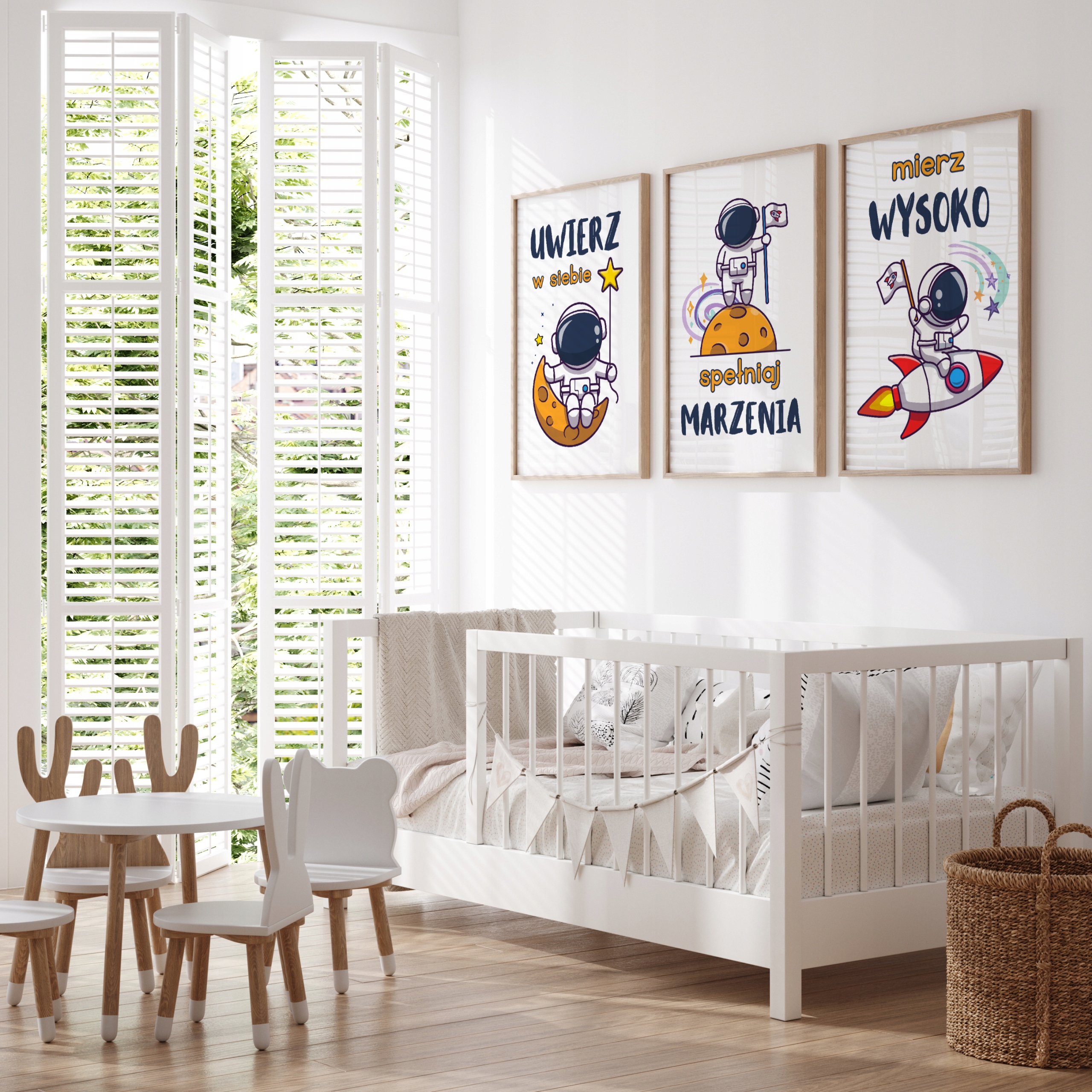 OBRAZKI DO POKOJU CHŁOPCA KOSMOS KOSMONAUTA PLAKATY MOTYWACYJNE DLA DZIECI Długość 40 cm