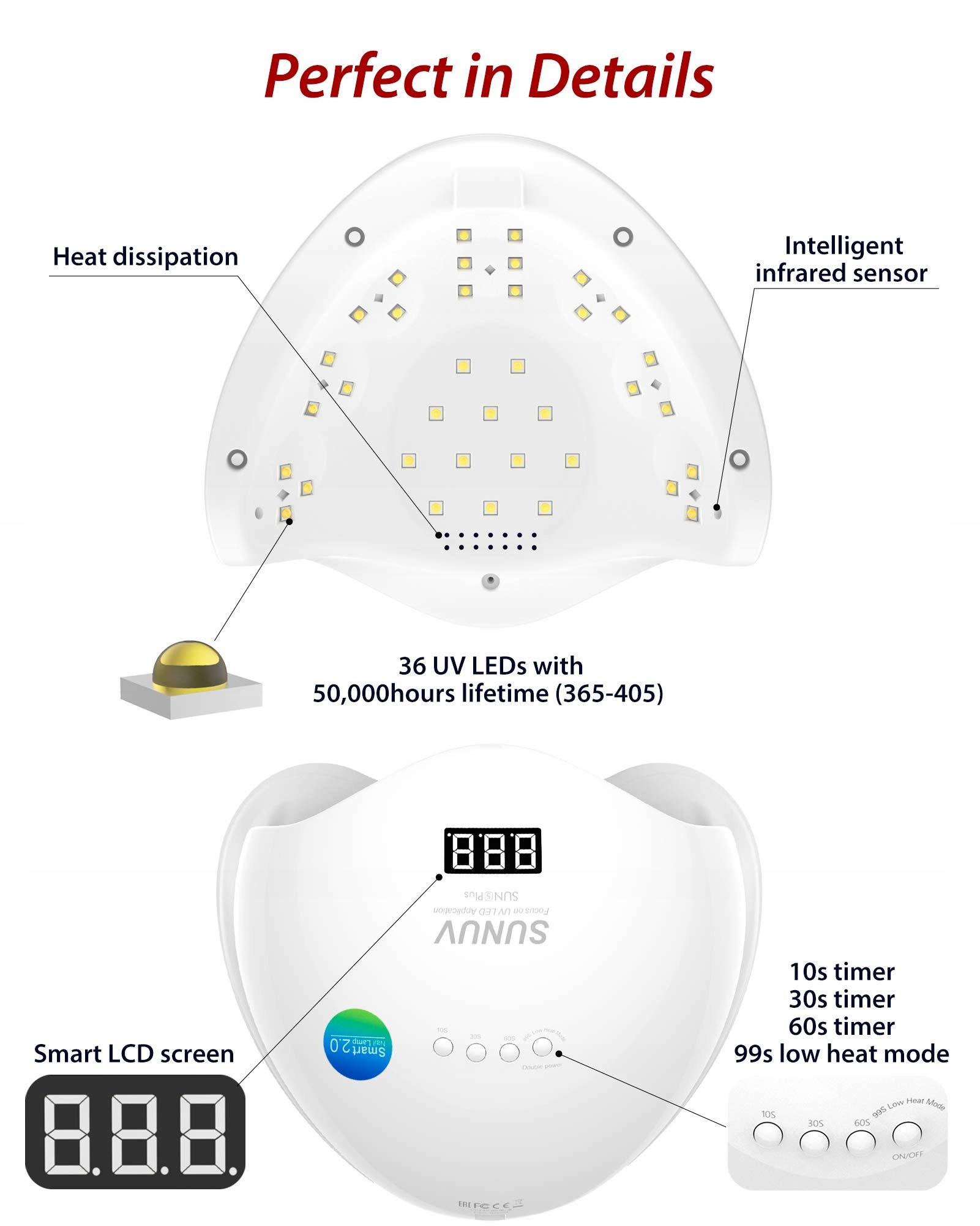 SUNUV Lampa UV LED 48W Profesjonalna Lampa Do Utwardzania Lakieru Żelowego — miniatura 3