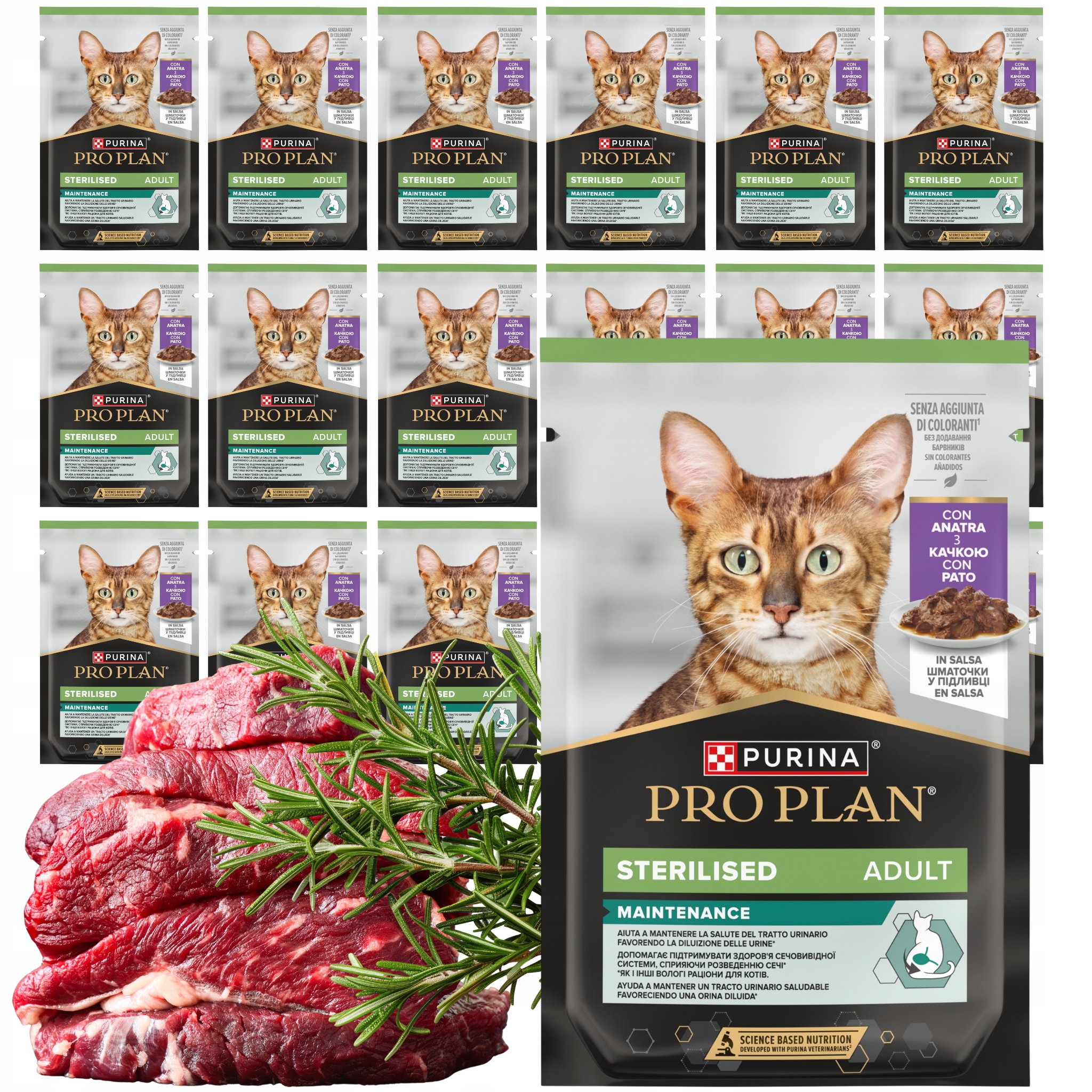 Levně Mokré krmivo pro kočky Purina Pro Plan Sterilised Maintenance kachna 26x85 g