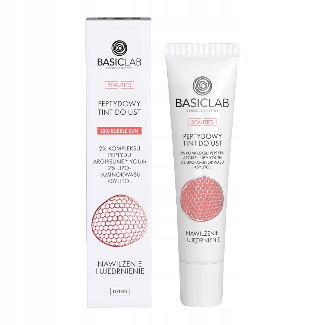 BasicLab Peptidový tint na rty s peptidy, odstín 100/Bubble Gum, 15 ml