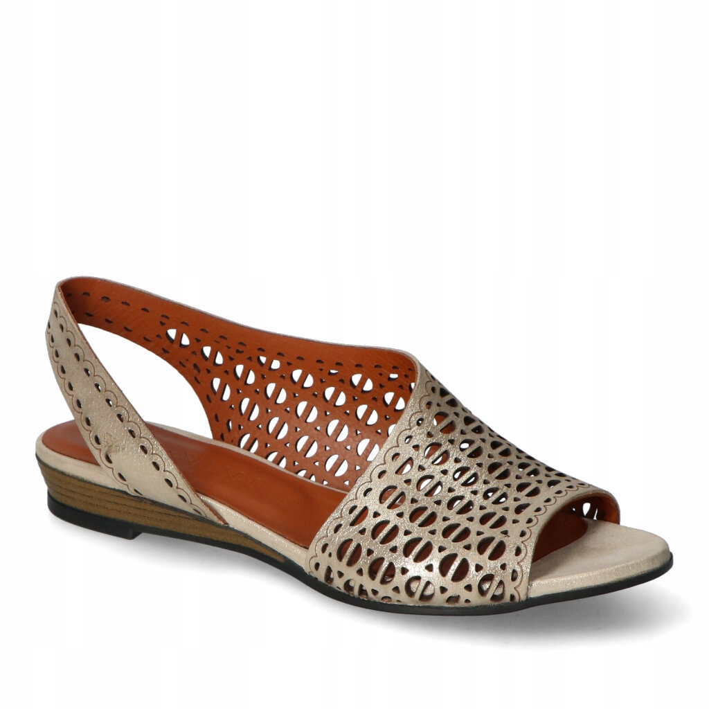 Dámské ažurové sandály Ravini Zlaté semišové 37