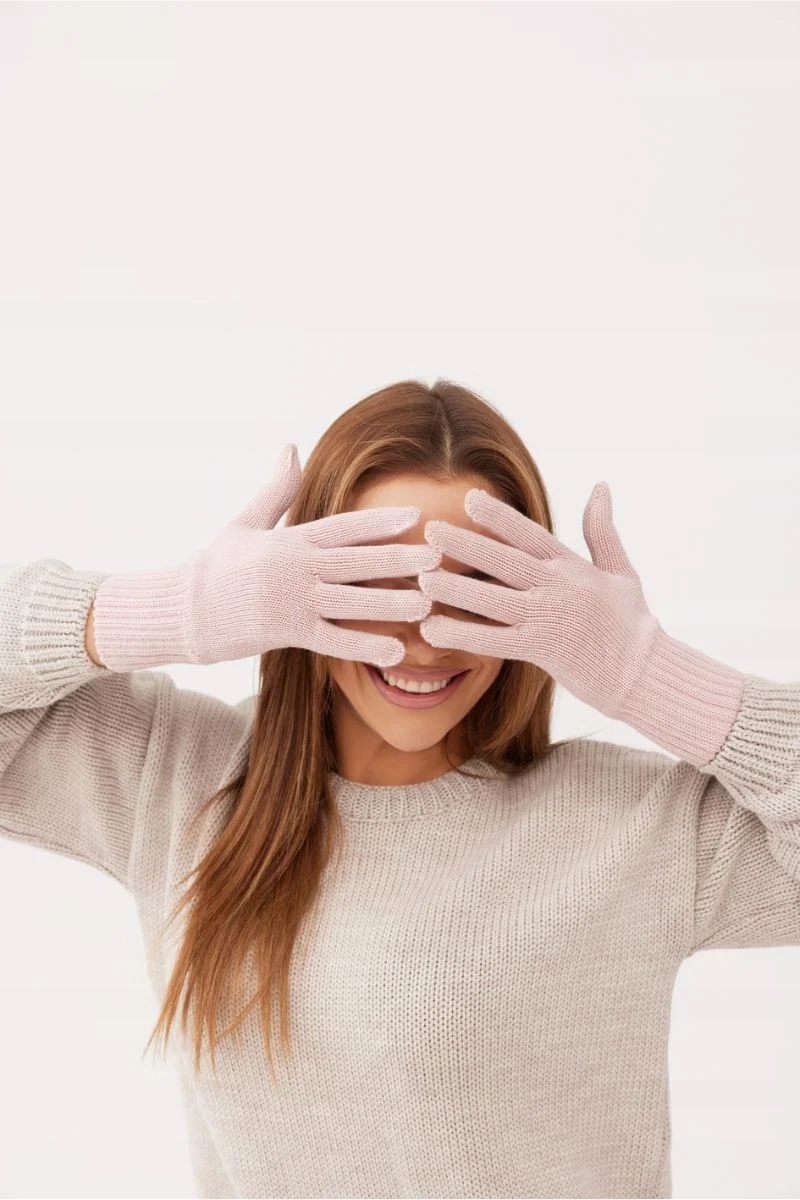 Rękawiczki pojedyncze 100% WEŁNA MERINO - CLASSY - PINK Marka inna