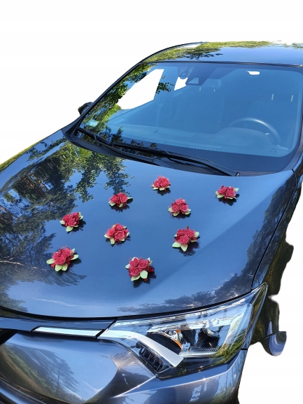 

Dekoracja samochodu ozdoby na auto do ślubu bordo