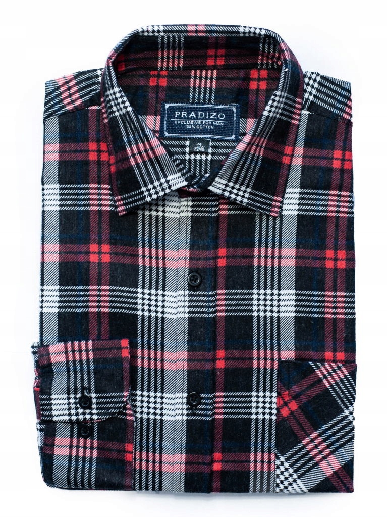 

47/48 Koszula flanelowa w czarno-biało-czerwoną #