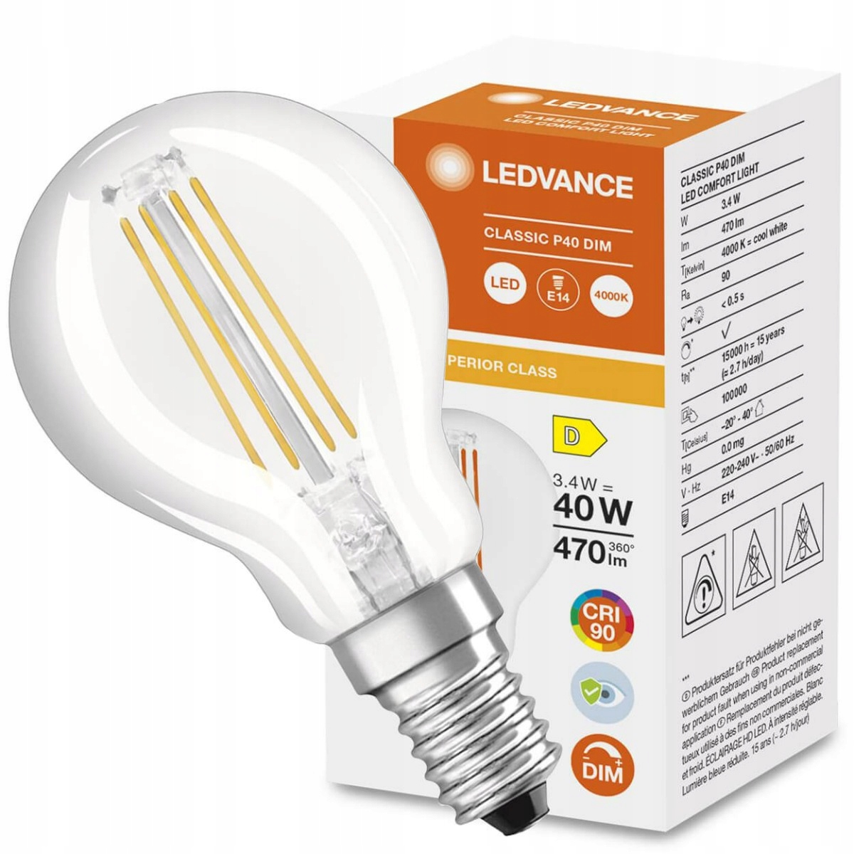 

Żarówka Led Kulka E14 3,4W Filament Ściemnialna