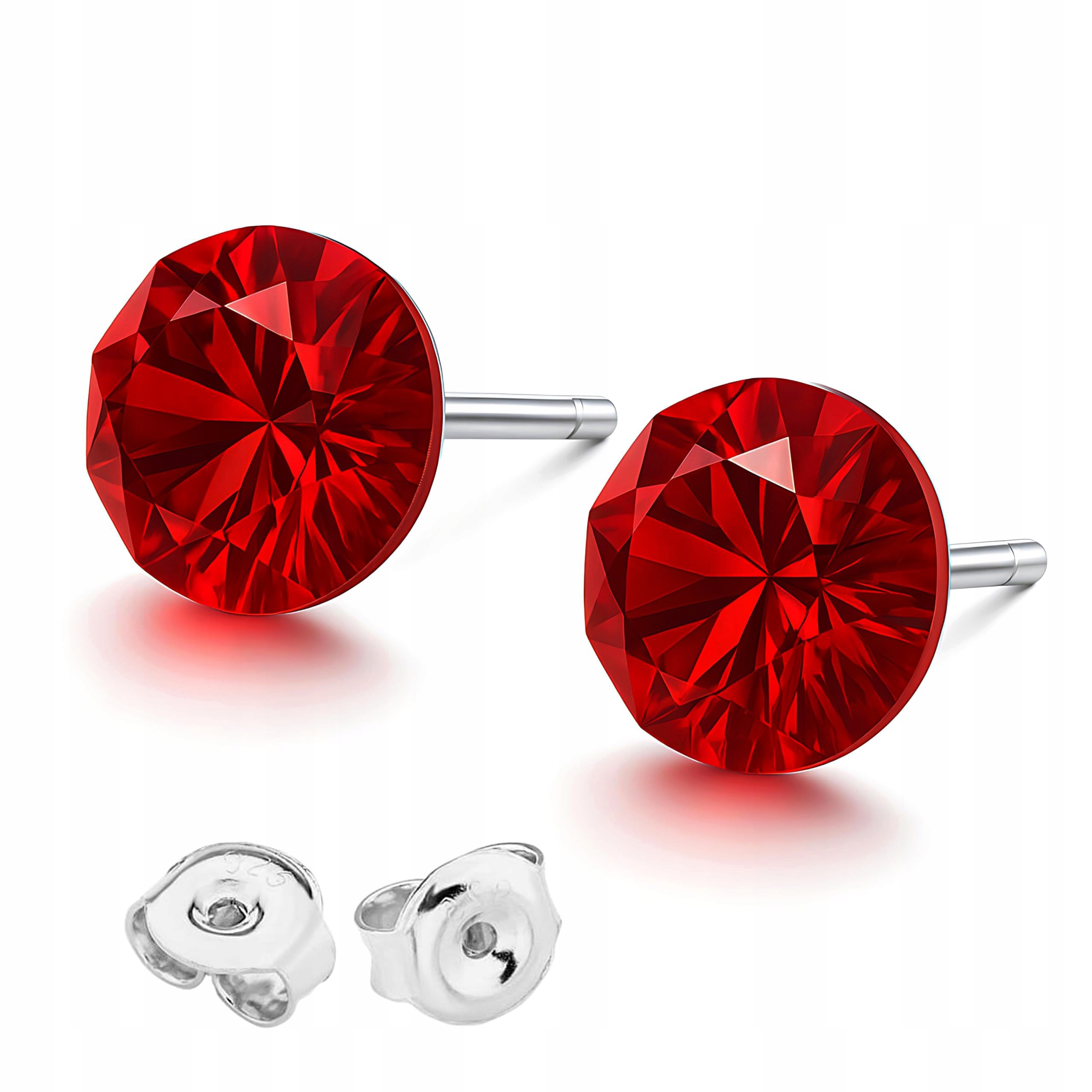 Stříbrné Náušnice s červeným krystalem 925 Dárek Svatá žena pro ženy