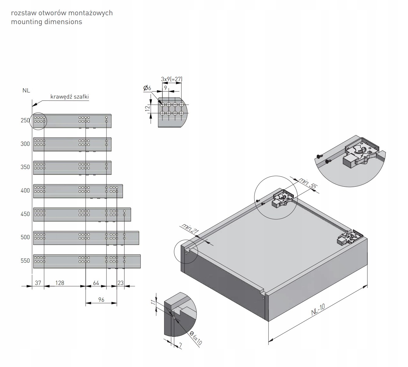 PROWADNICA MODERN SLIDE L350 CICHY DOMYK CZ/W GTV Grubość 42 mm