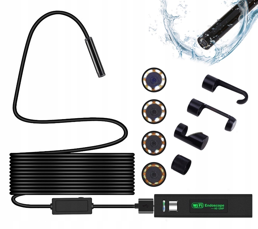 Endoskop, inspekční kamera Wi-fi Usb 1200p 8 mm 2 metry