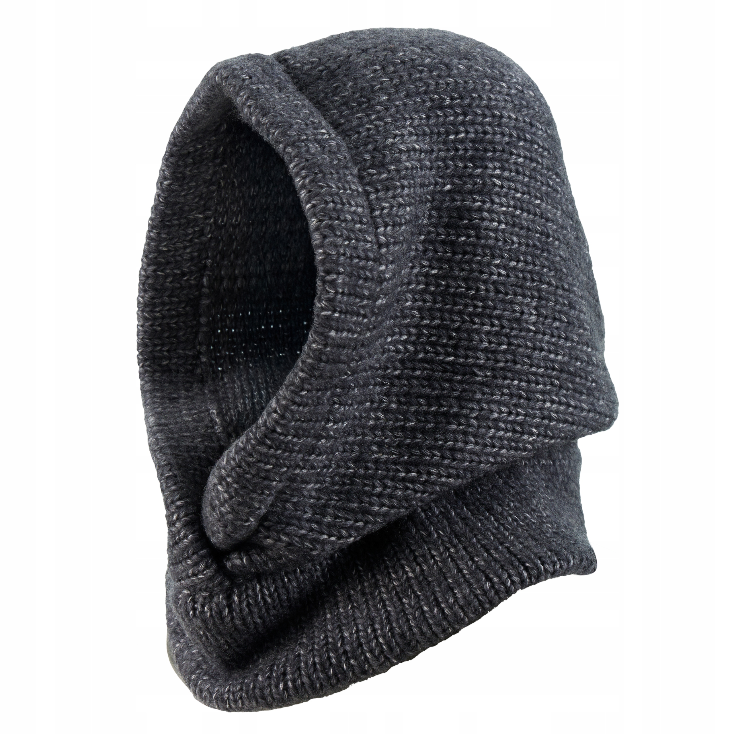 Šedá Módní vlněná nákrčník s kuklou a kapuce Merino Loman Cacatva