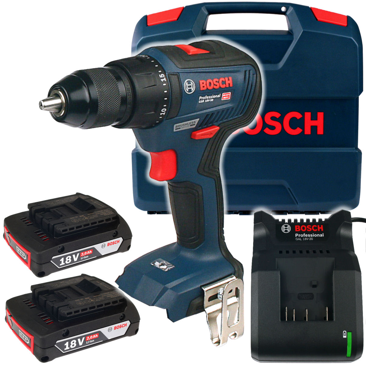 Wkrętarka Gsr 18V-50 Bosch 2x2,0Ah Bezszczotkowa