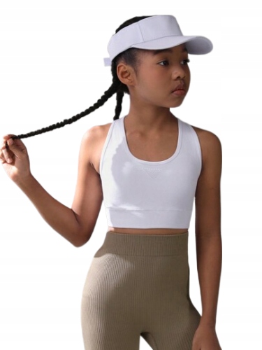 SHEIN TOP DZIECIĘCY BIAŁY GŁADKI 134-140 ŁŁB