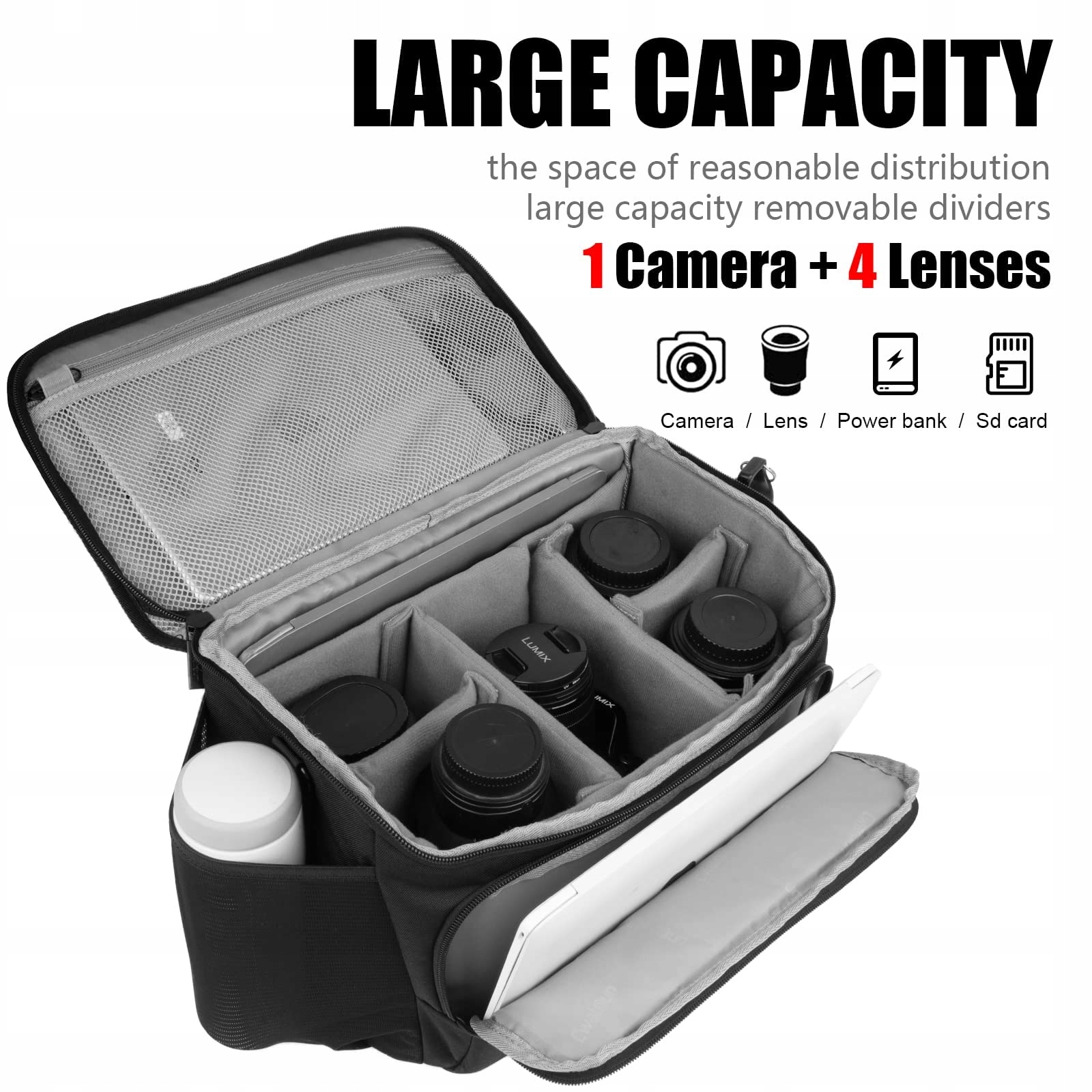 Cwatcun Kompaktowa torba na aparat na jedno ramię Canon Nikon Sony SLR — miniatura 2