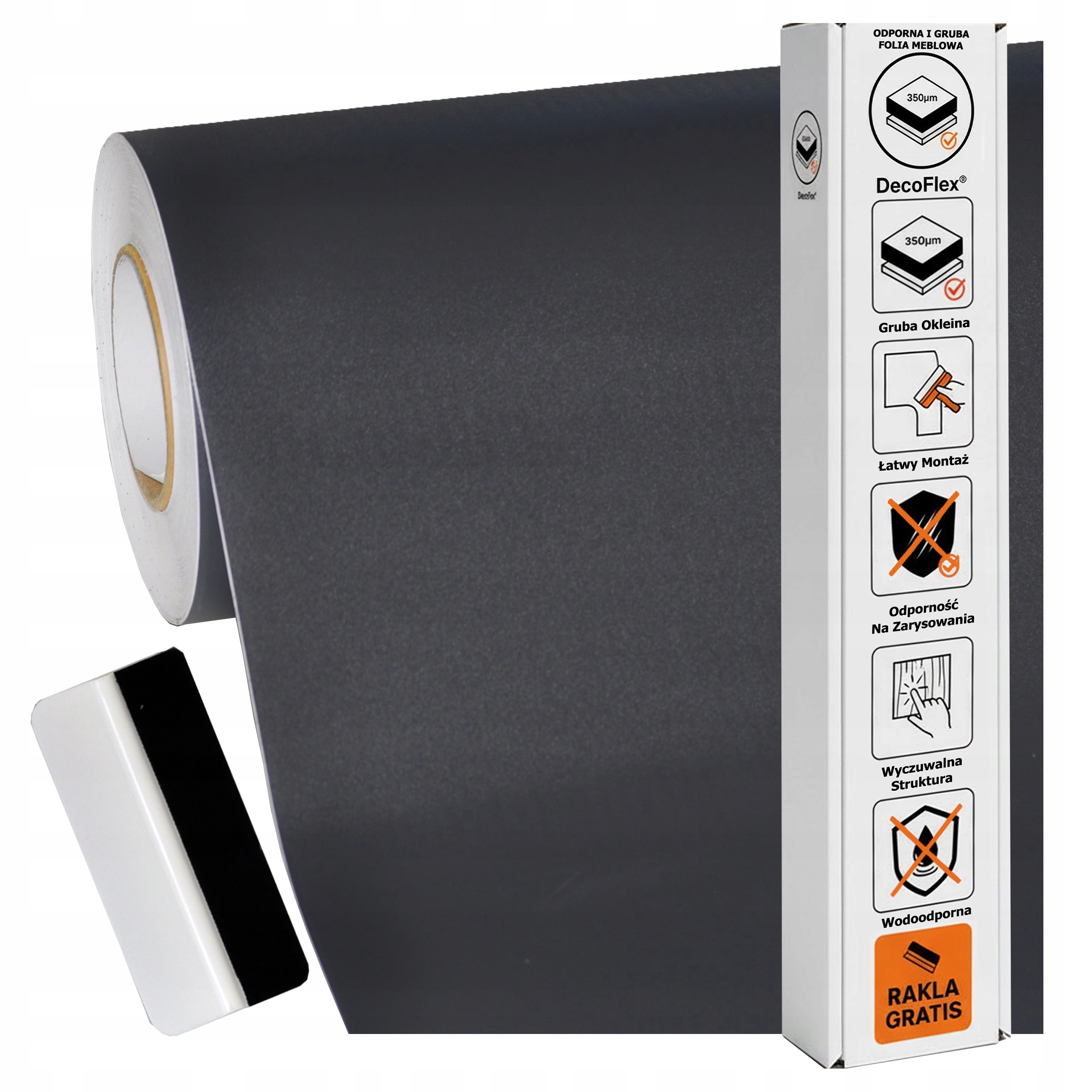 Nábytková dýha Samolepicí 122x500 cm Blat Dveří Silná struktura Černá