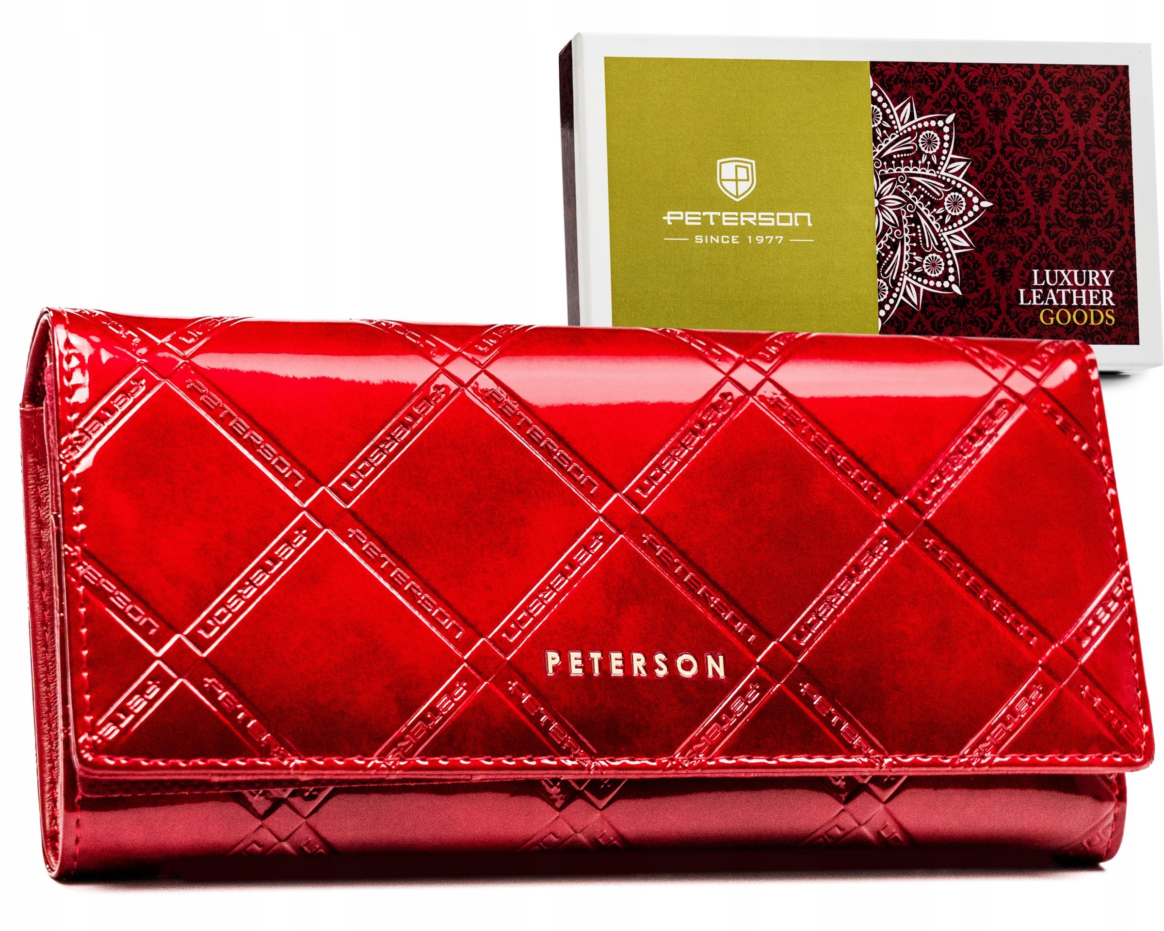 Portfel damski Rfid czerwony skóra naturalna Peterson na Dzień Kobiet