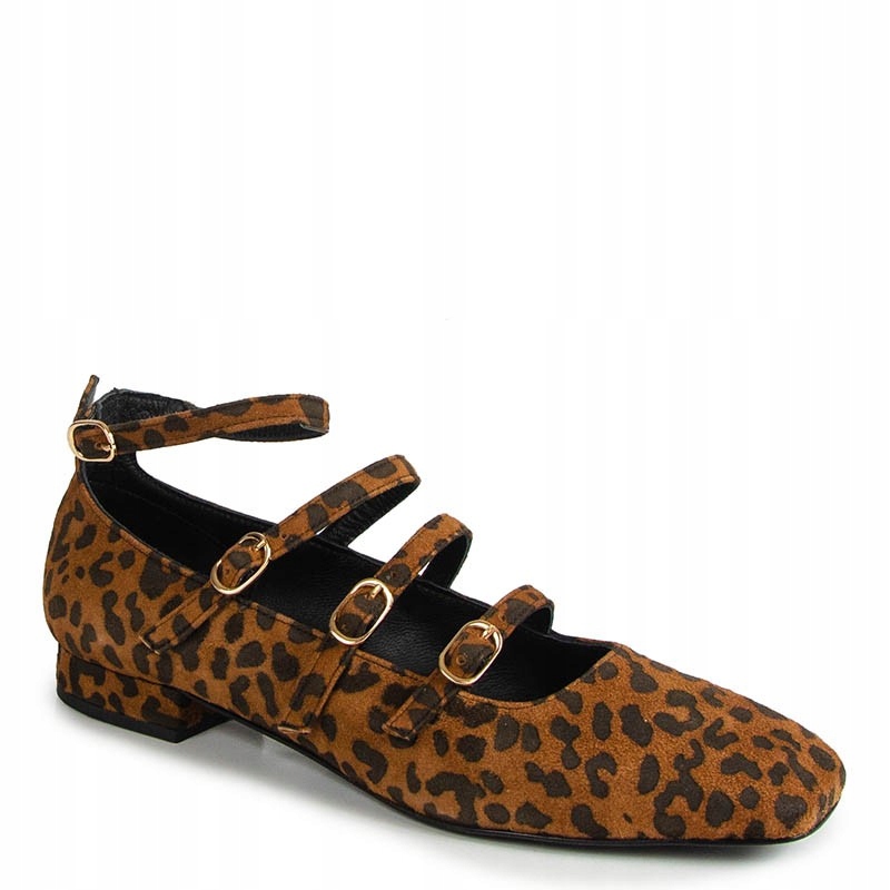 Carinii B9965 Hnědé Kožené Baleríny S Leopardím Vzorem 38
