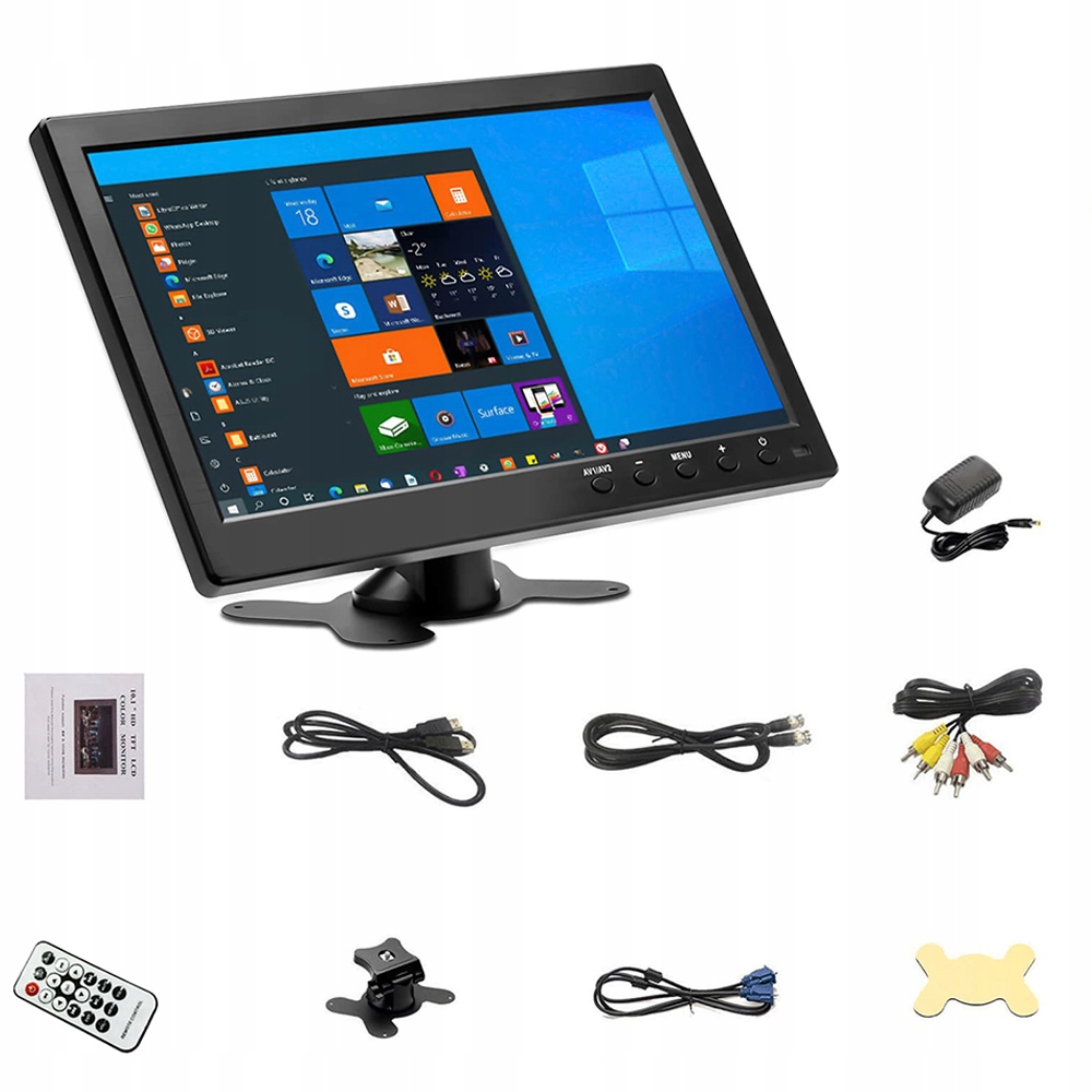 PRZENOŚNY MONITOR SAMOCHODOWY LCD HD WYŚWIETLACZ PC WEJŚCIE HDMI/VGA/AV/RCA