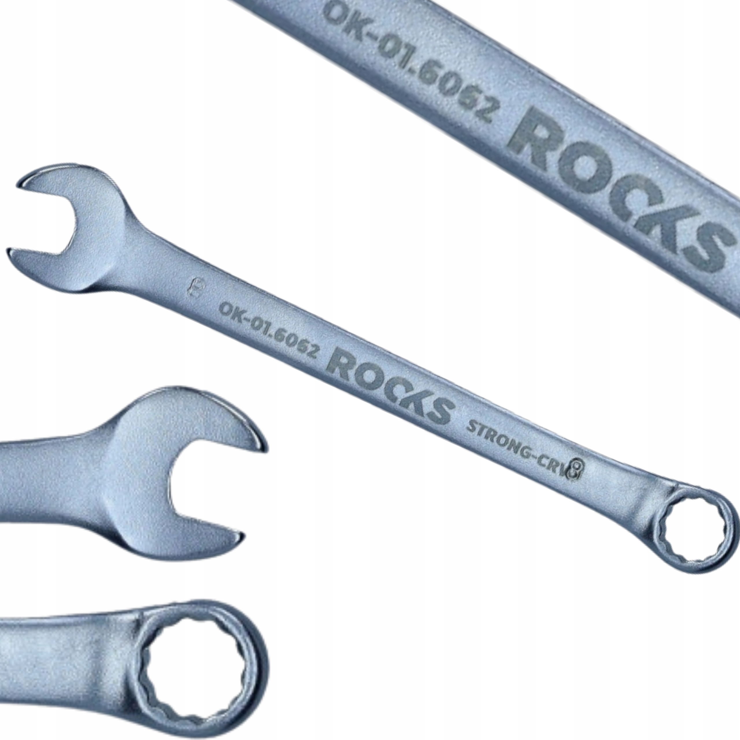 Rooks Klucz płasko-oczkowy 8 mm, stal 31CrV3, Double Chrome, Din 3113A