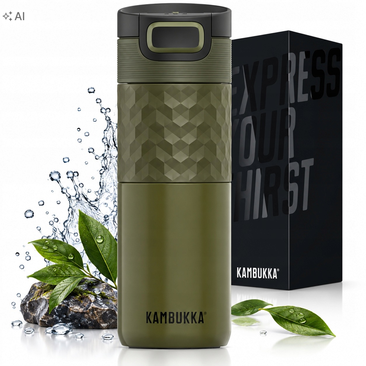 Termohrnek 500 ml na kávu do auta Kambukka Etna Grip Khaki Warrior