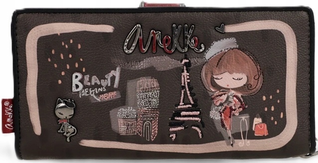 A118 Damski duży portfel z paskiem na dłoń Anekke Real z dziewczynką