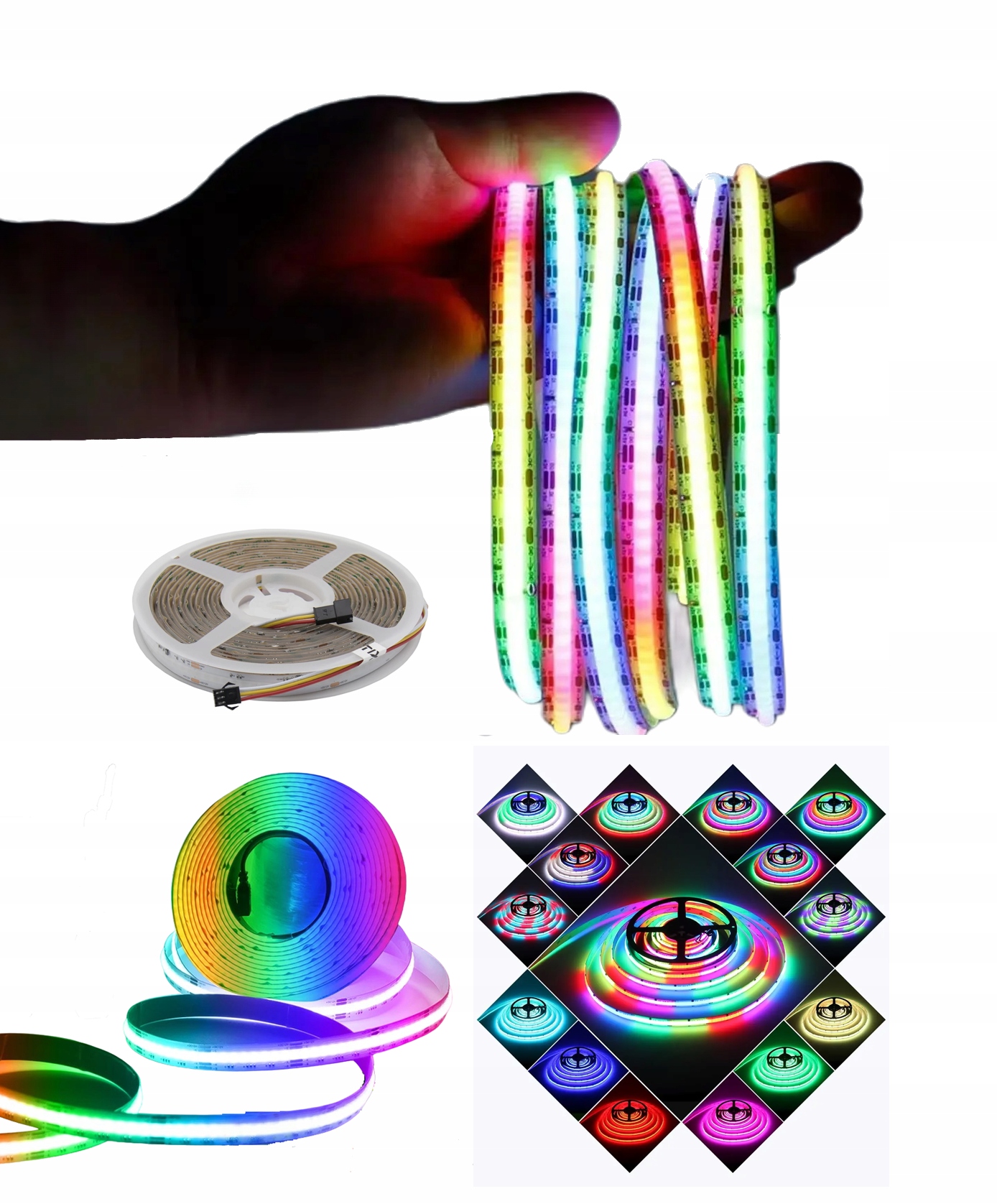 Led páska 5M Cob Neon Rgbic 576 Led/m WS2811 role 10 mm barevná IP20 12V