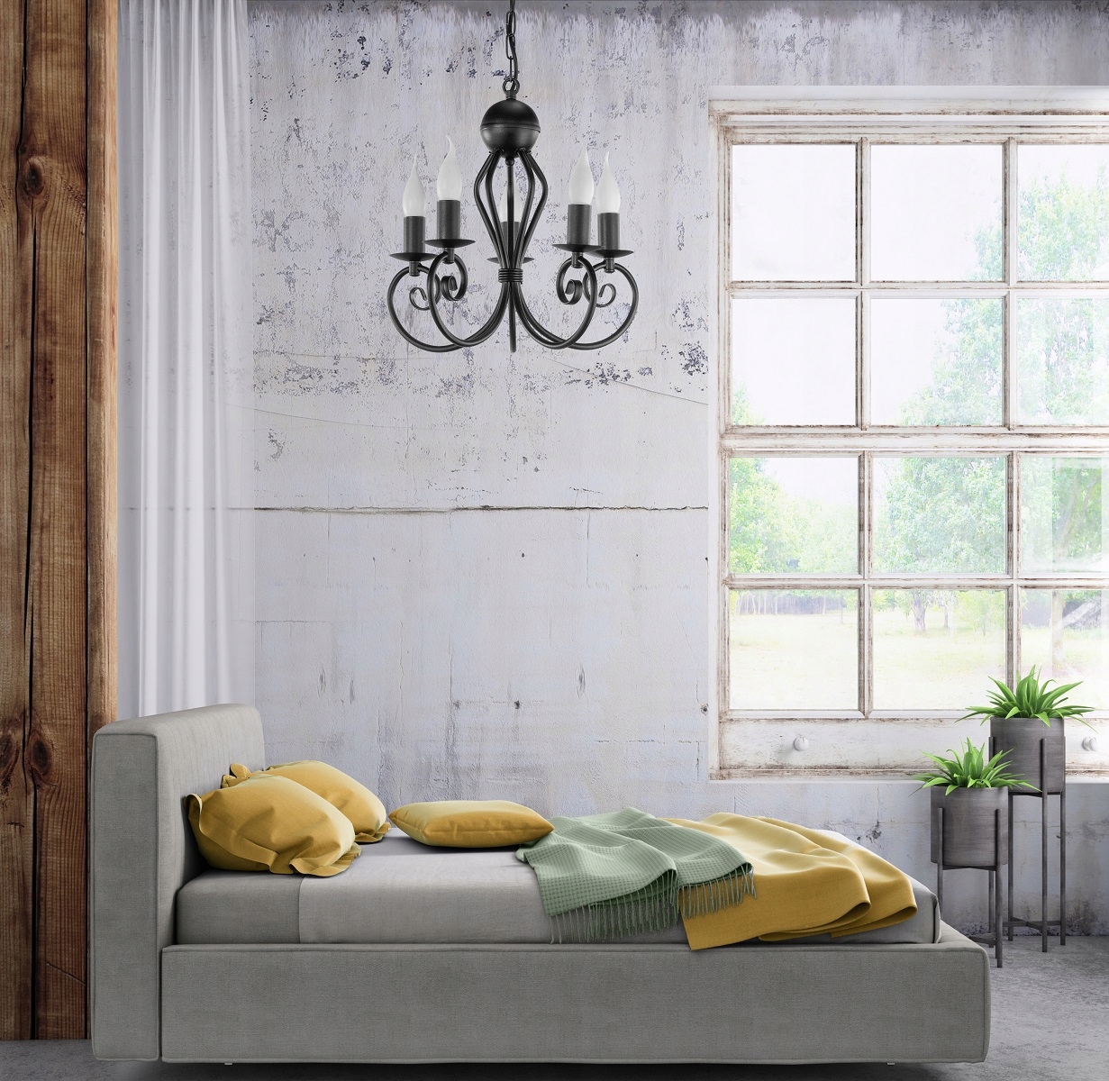 CZARNY żyrandol KLASYCZNY do salonu KLIWAS 5 piękny Marka Goldsun