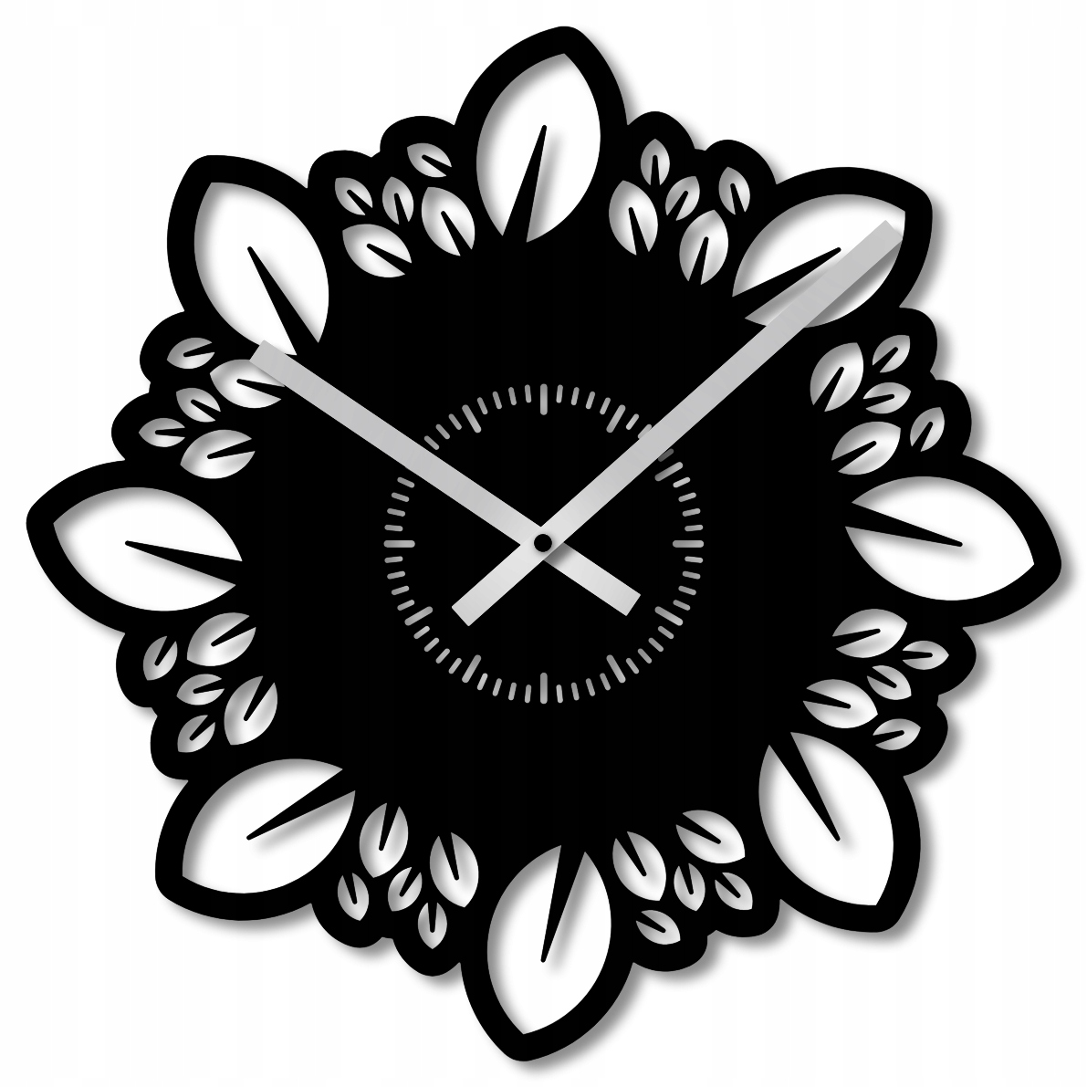 Nástěnné Hodiny 60 cm Dřevěné Nástěnné Hodiny Černé Moderní Geometrické