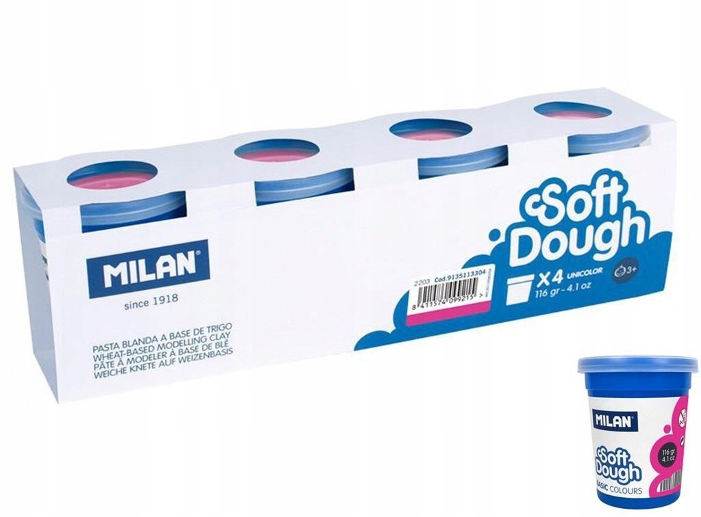 Ciastolina Basic 116G 4 Słoiczki Różowa Milan