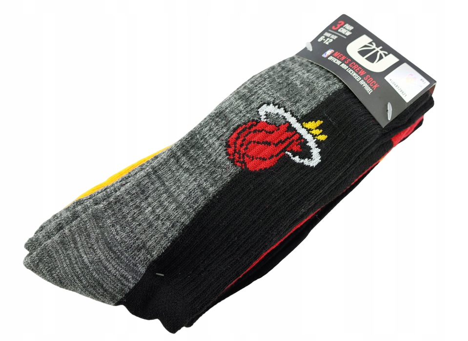 Ponožky pro mládež dlouhé 3-balení Nba Miami Heat Basketbal