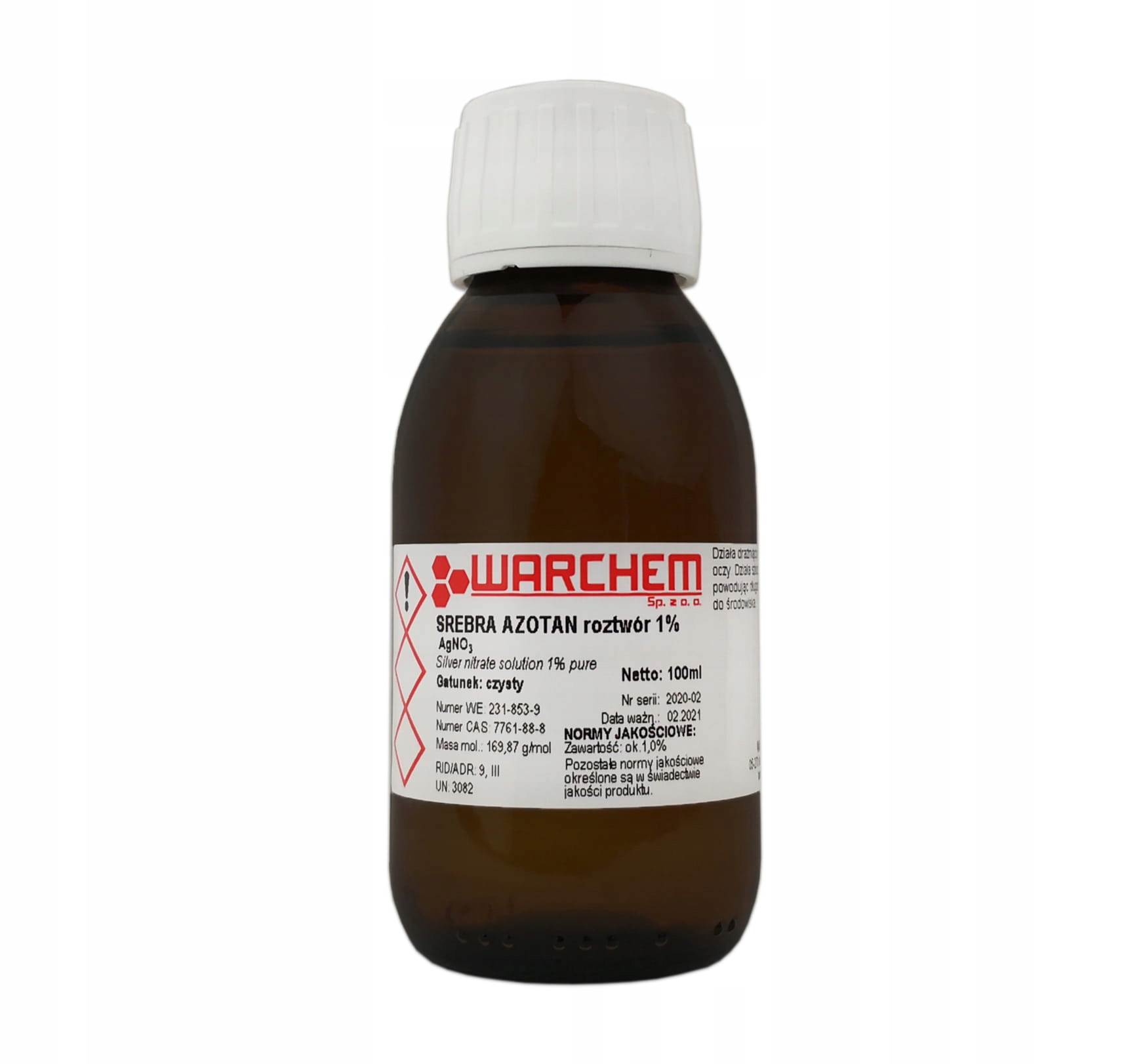 

Azotan Srebra roztwór 1% czysty 100ml