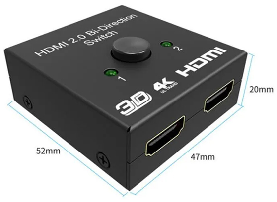 SWITCH HDMI 2.0 2x1 SPLITTER 1x2 ROZDZIELACZ FHD 4K 60Hz HDR DWUKIERUNKOWY Standard HDMI 2.0
