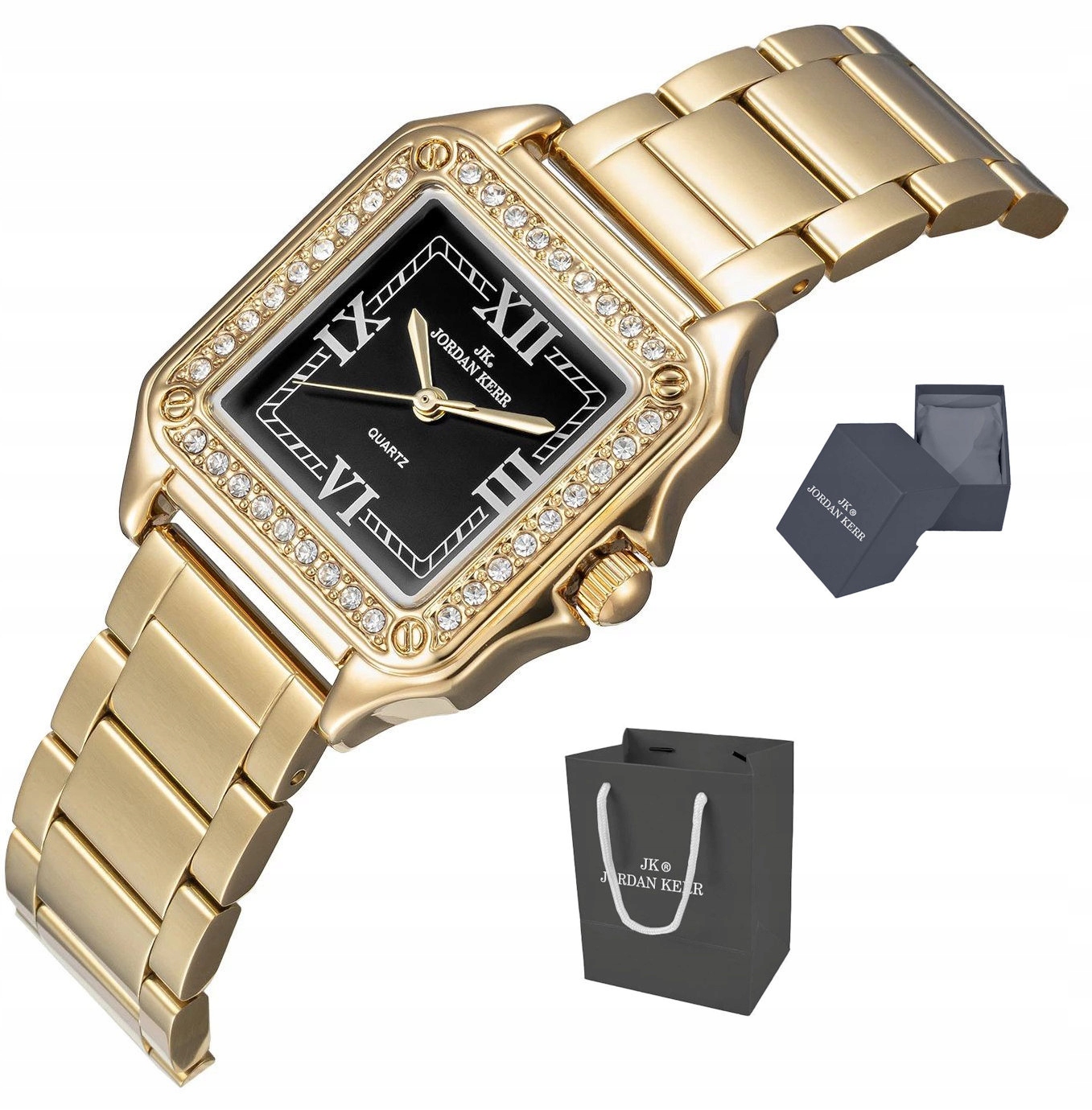 Dámské Elegantní Zlaté Hodinky Jordan Kerr P9009 Ipg Ct 27 mm Zirkony Mesh