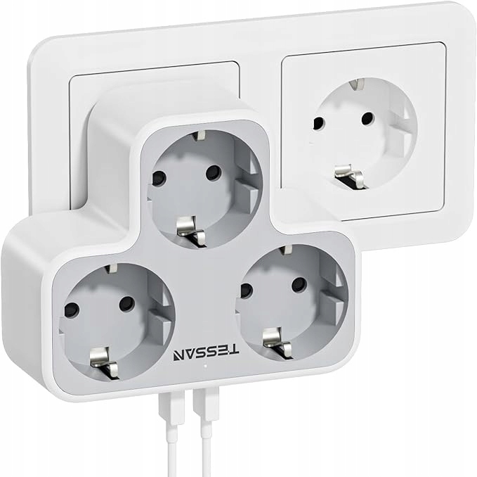 Tessan Zásuvková Lišta se 3 zásuvkami a 2 Usb porty