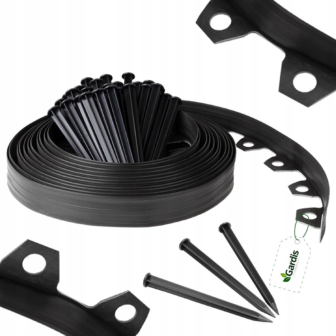 Obrzeże Ogrodowe 30m czarny 4cm trawnikowe border rolka tworzywo kotwy