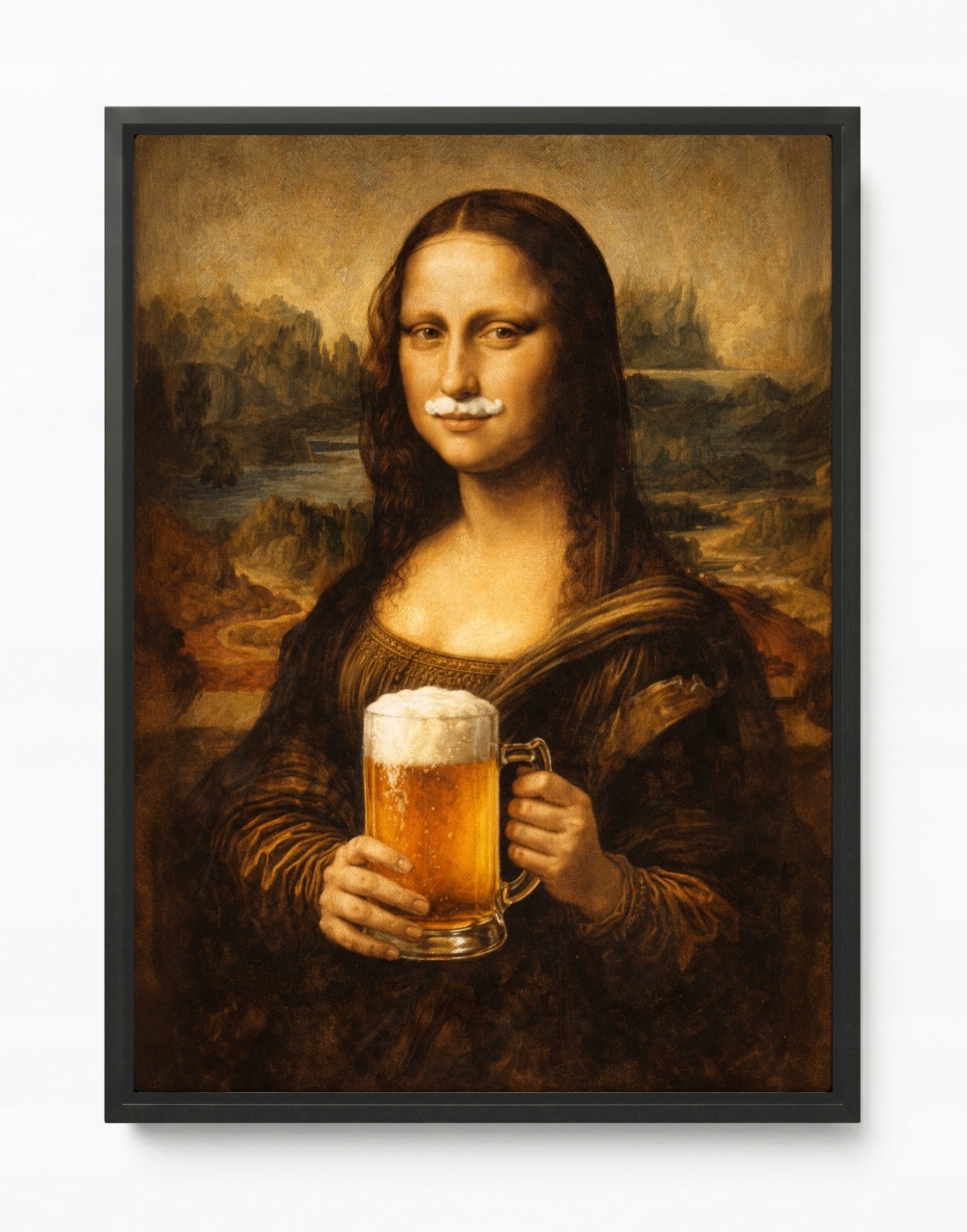 Obraz Rama American Box Da Vinci Mona Lisa Gioconda Humor Pivo Pivní Sklenice 60x80