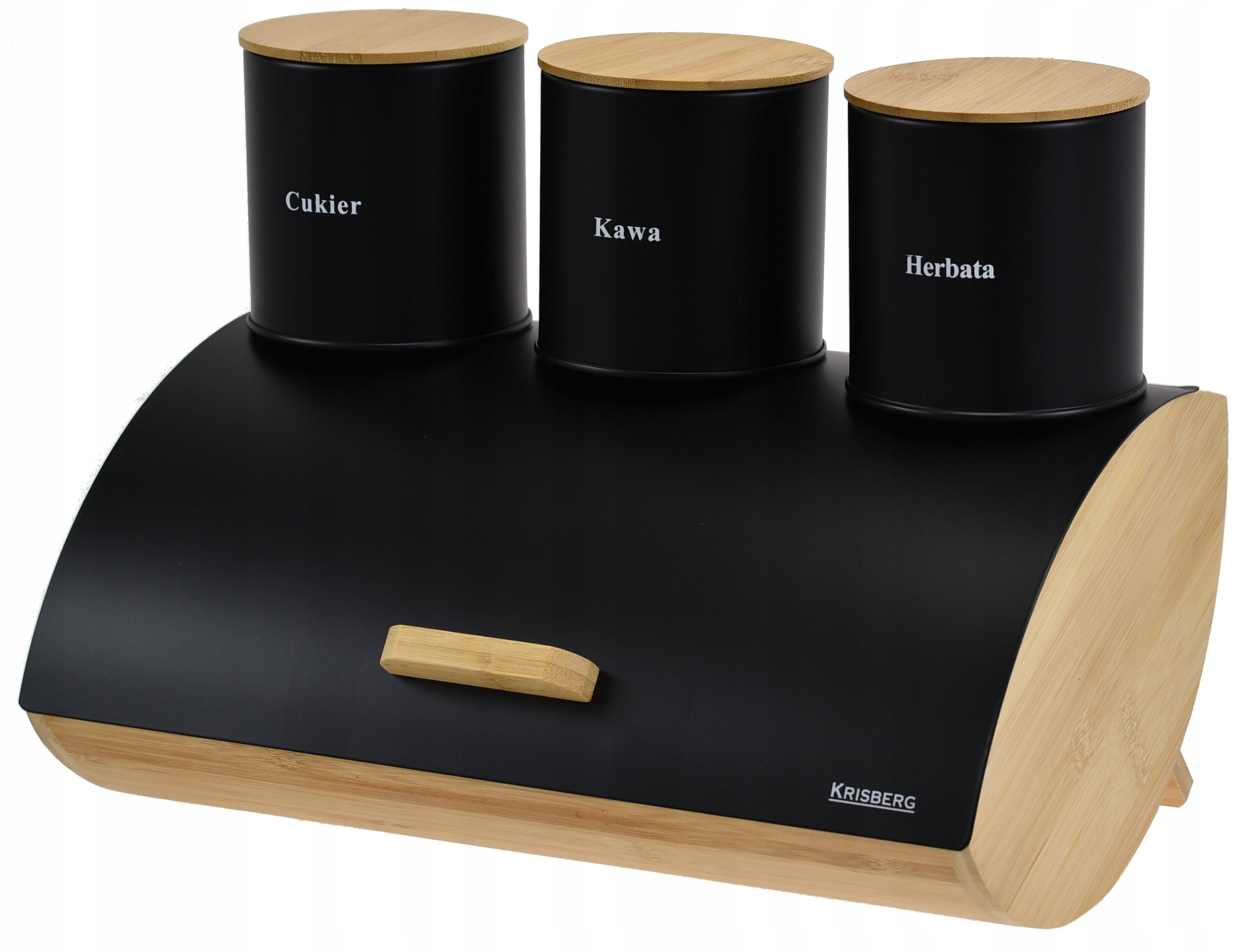 Chlebník 3 nádoby Krisberg černý matný bambus – moderní sada