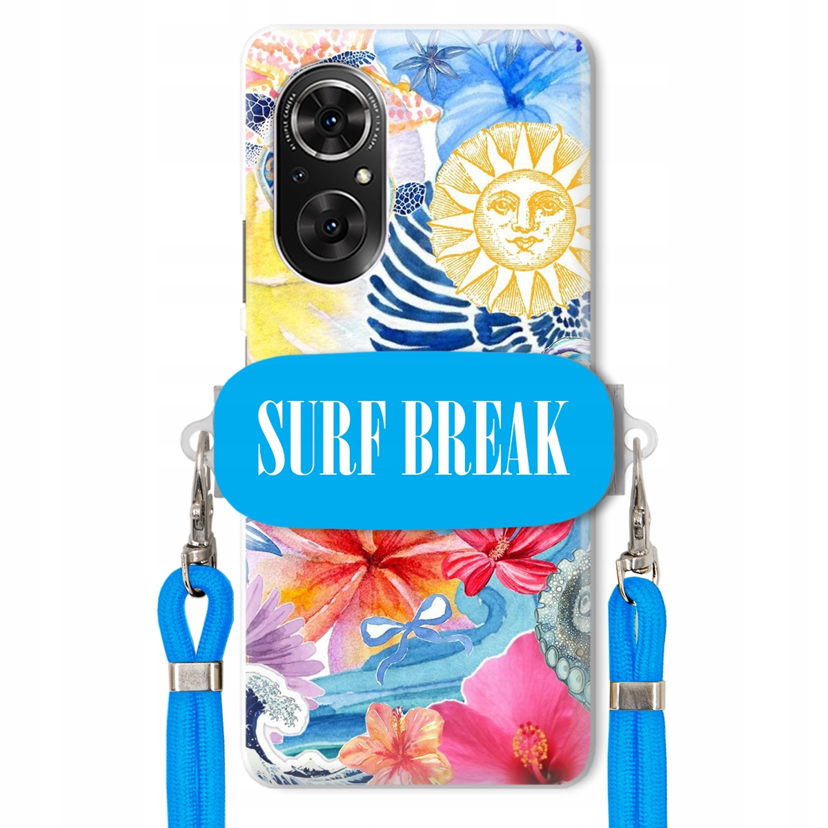 Puzdro pre Huawei Honor 50 Se Vodítko Crossbody Blue Držiak Surf Break na dovolenku
