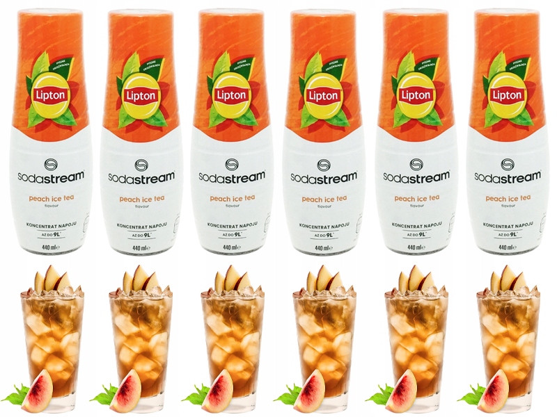 6 x Sirup Koncentrát Sodastream Lipton Ice Tea Broskinia Do Saturatora