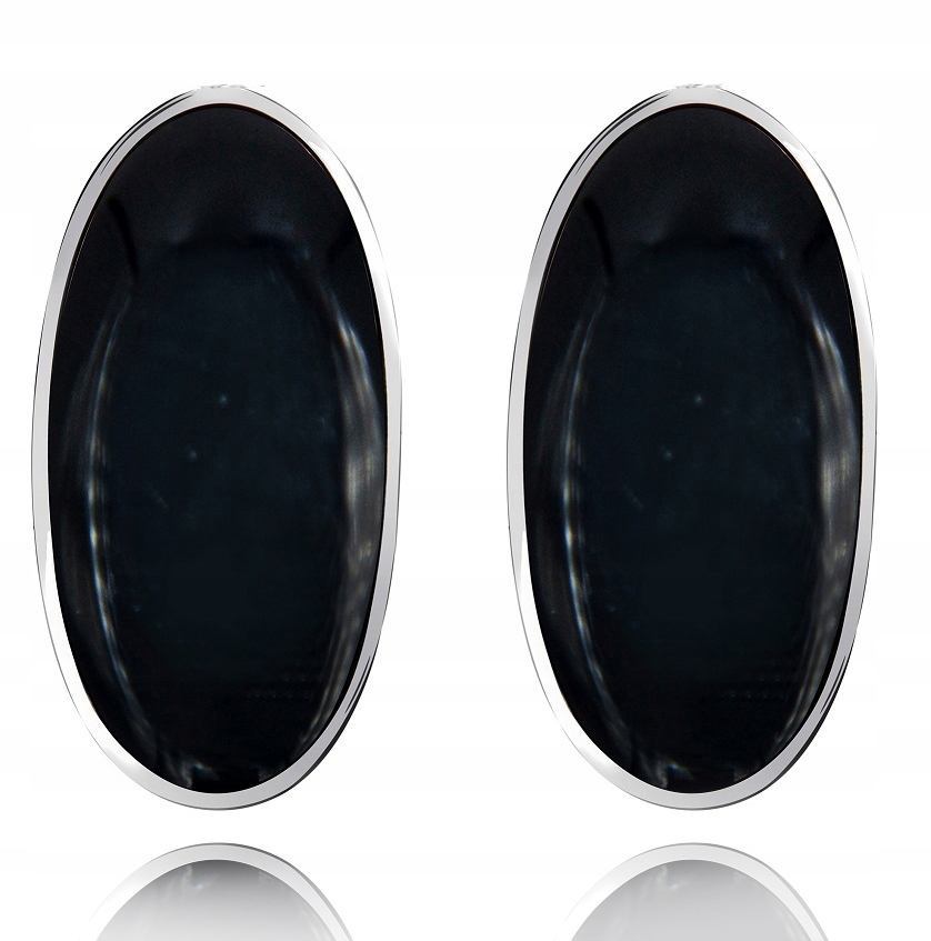 

Srebrne Eleganckie Klipsy Z Onyksami Srebro 925