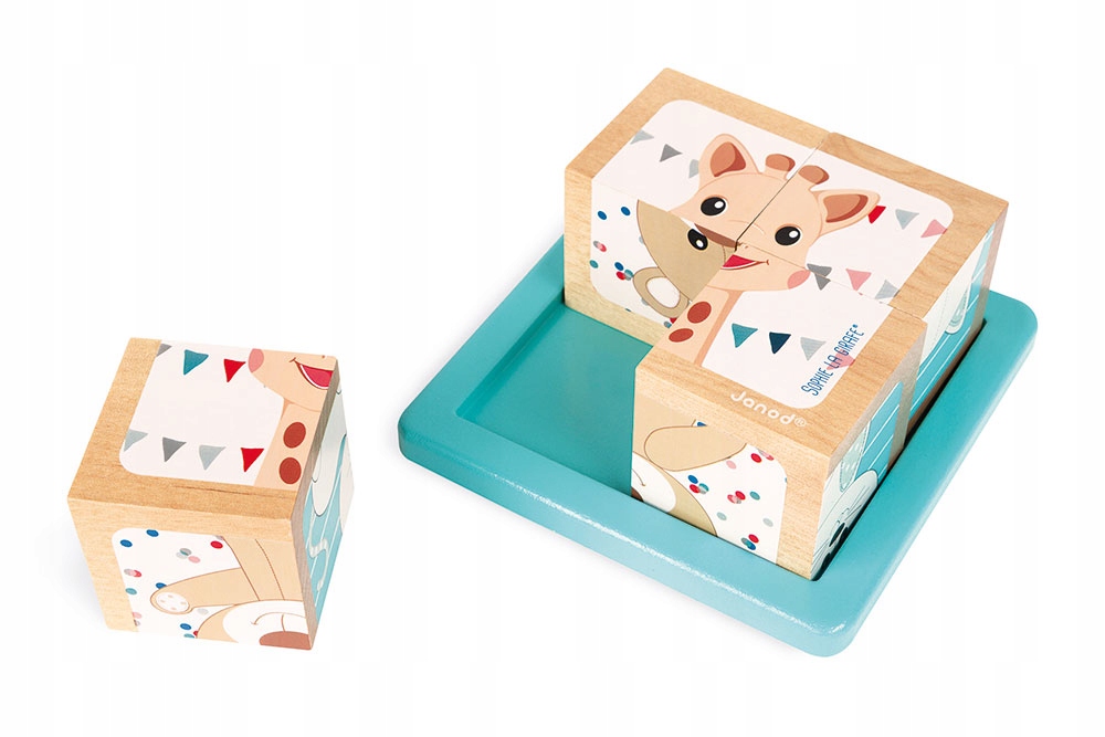 

Klocki drewniane Żyrafka Sophie Puzzle 6w1 Janod