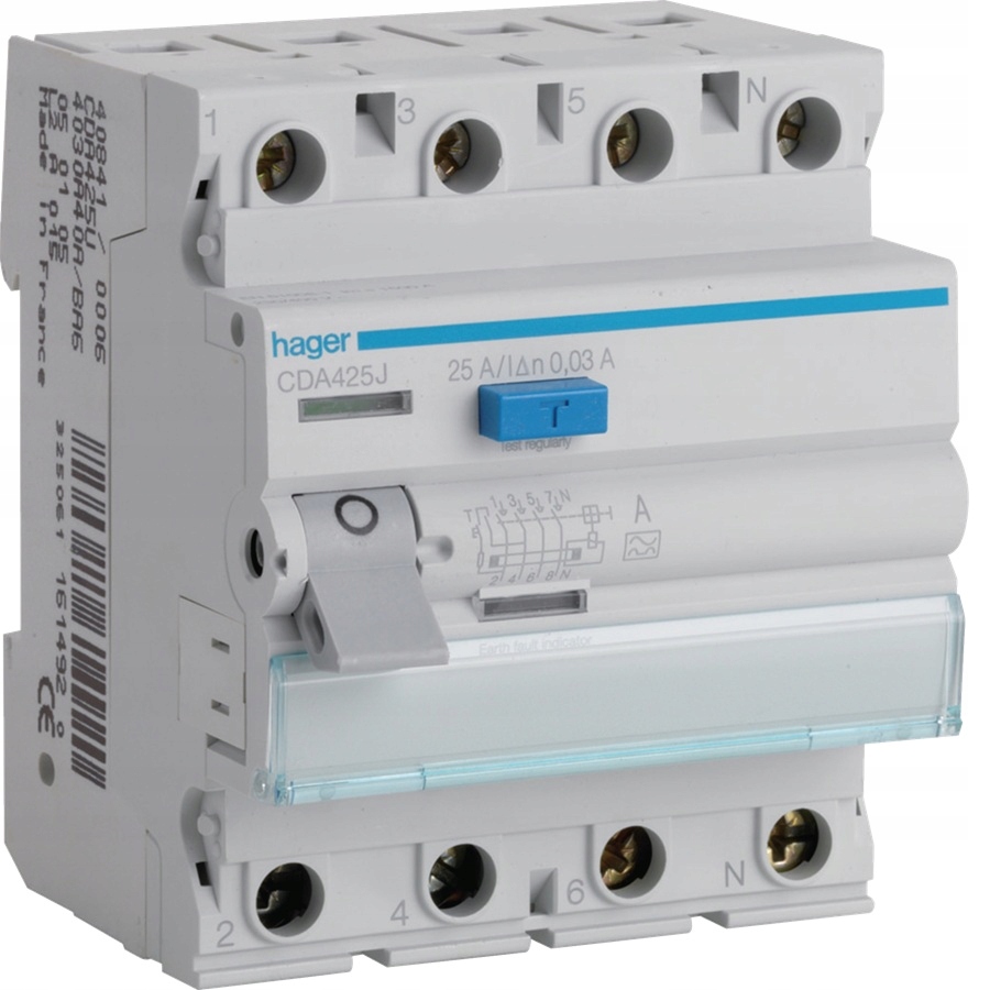 Hager Wyłącznik różnicowoprądowy 4P 25A 30mA typ A