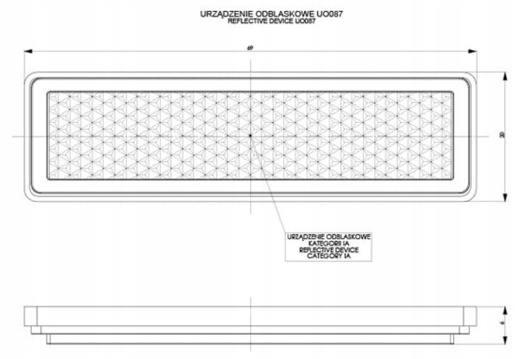 ODBLASK PROSTOKĄTNY BIAŁY WĄSKI SAMOPRZYLEPNY Kolor biały