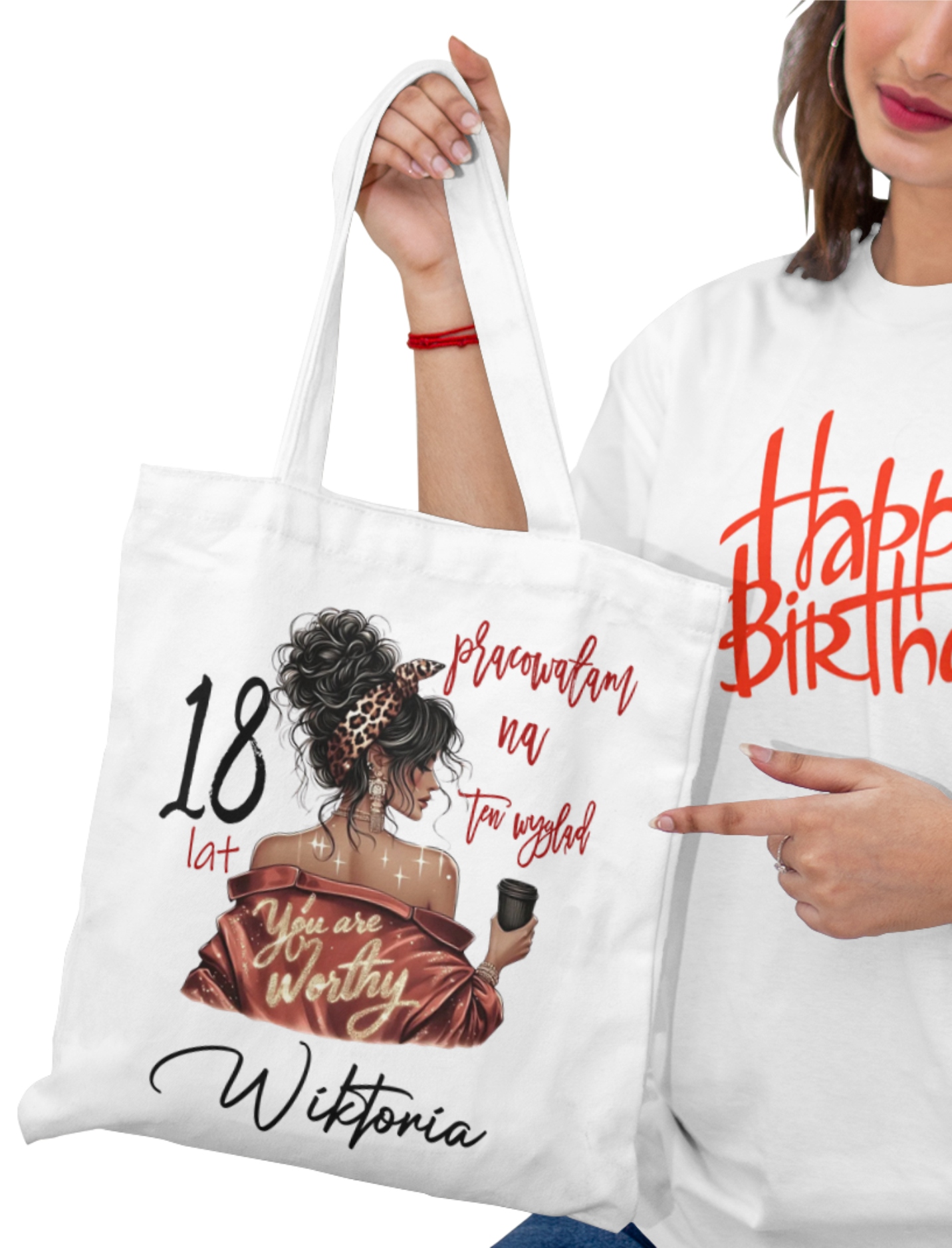 na 18-ste urodziny Torba na Zakupy Personalizowana Shoperka imię