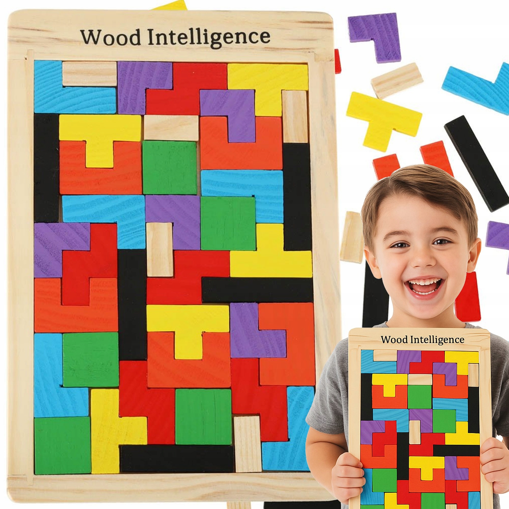 TETRIS UKŁADANKA PUZZLE DREWNIANE KLOCKI MONTESSORI DZIECKA 3D GRA LOGICZNA