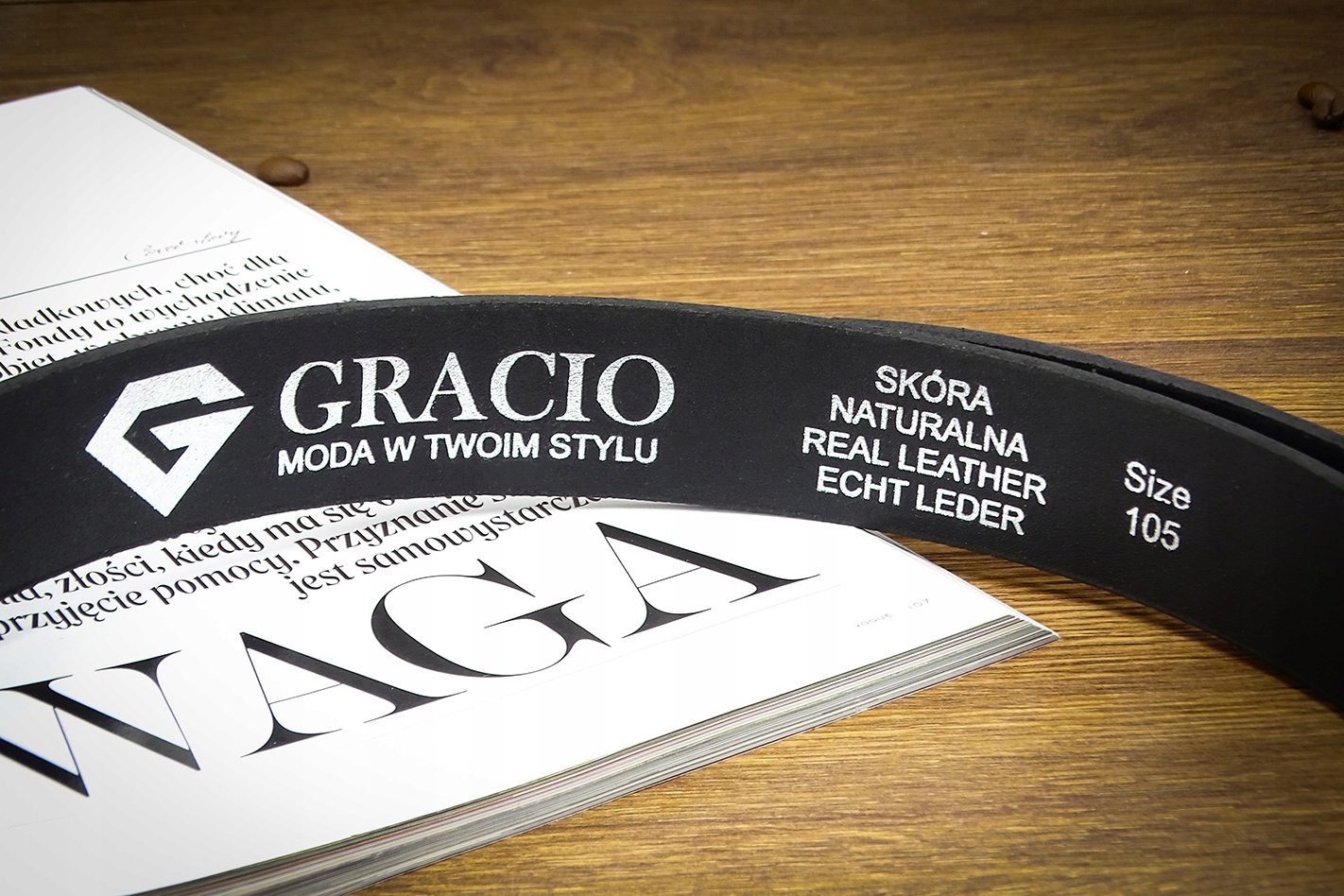 Damski skórzany Pasek Gracio KLAMRA ZŁOTA czarny Maks. szerokość 3 cm