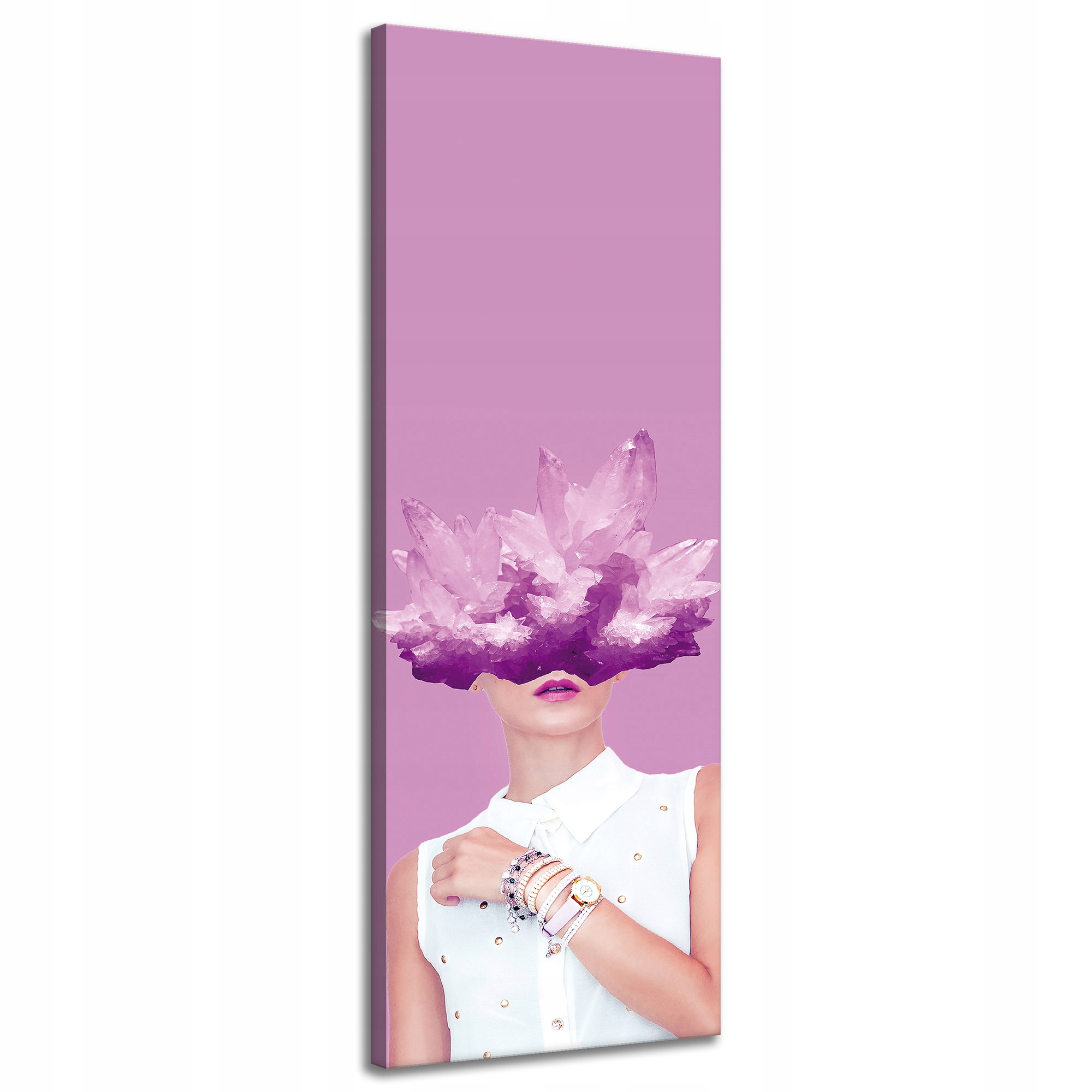 Obraz na plátně Žena růží Fialové krystaly 40x120 cm
